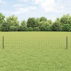 vidaXL Euro Fence with Post 10 x 0.4 m PVC-Coated Steel Grey Mesh 1