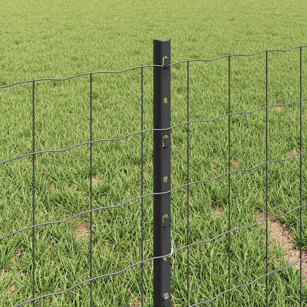 vidaXL Euro Fence with Post 10 x 0.4 m PVC-Coated Steel Grey Mesh 4