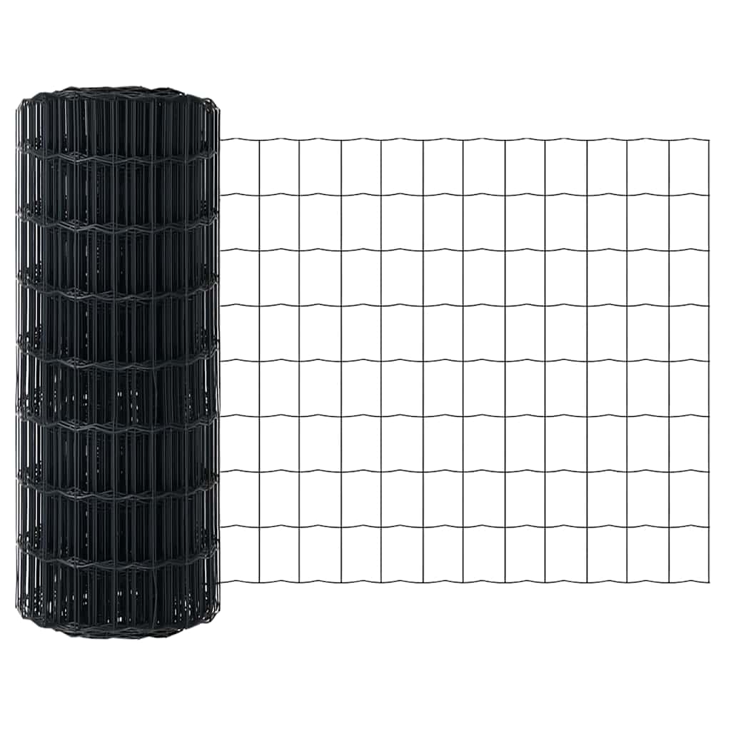 vidaXL Euro Fence with Post 10 x 0.4 m PVC-Coated Steel Grey Mesh 6