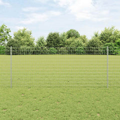vidaXL Euro Fence with Post 10 x 1 m Galvanised Steel Silver Mesh 1
