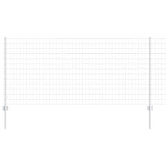 vidaXL Euro Fence with Post 10 x 1 m Galvanised Steel Silver Mesh 2
