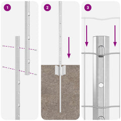 vidaXL Euro Fence with Post 10 x 1 m Galvanised Steel Silver Mesh 6