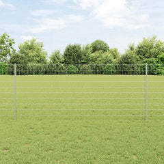 vidaXL Euro Fence with Post 10 x 1 m Galvanised Steel Silver Mesh 1
