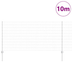 vidaXL Euro Fence with Post 10 x 1 m Galvanised Steel Silver Mesh 3