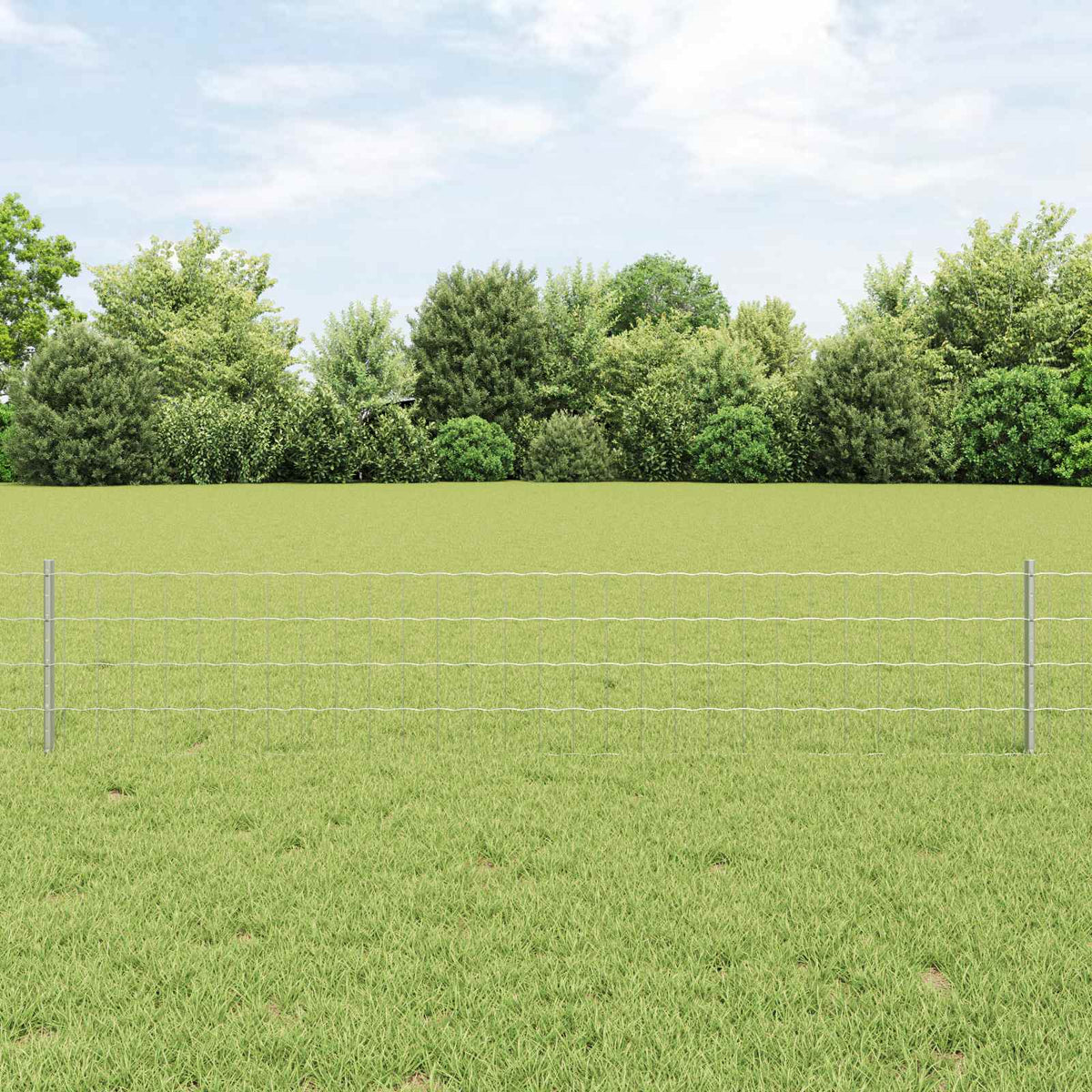 Euro Fence with Post 25 x 0.6 m Silver Mesh Galvanised Steel 10 x 1.6 m – 25 x 1 m 25 x 0.4 m fence (7.5 x 10 cm mesh)