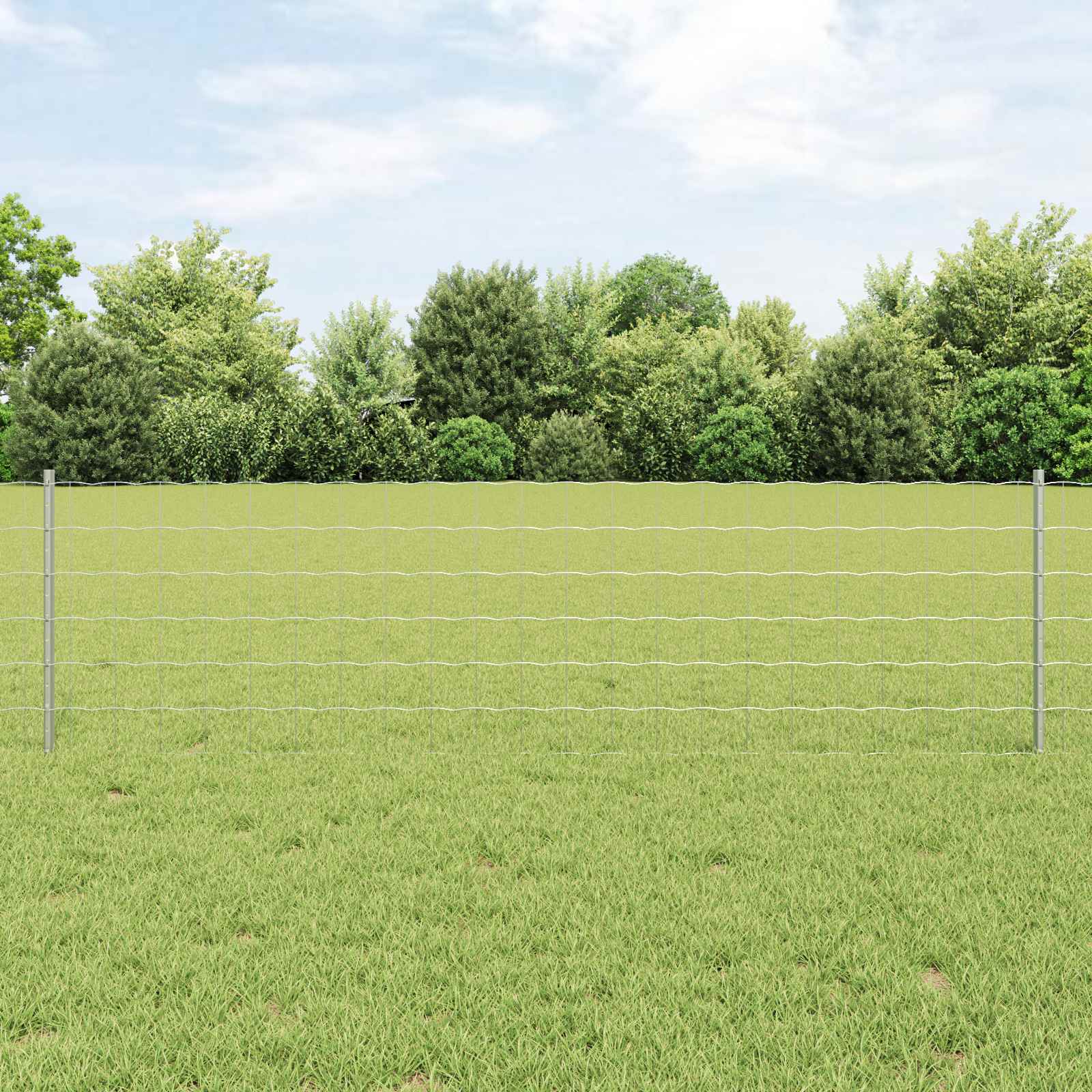 vidaXL Euro Fence with Post 25 x 0.6 m Galvanised Steel Silver Mesh 1