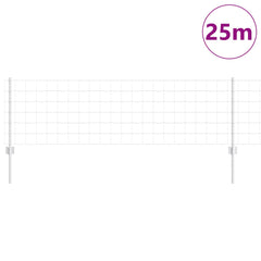 vidaXL Euro Fence with Post 25 x 0.6 m Galvanised Steel Silver Mesh 3