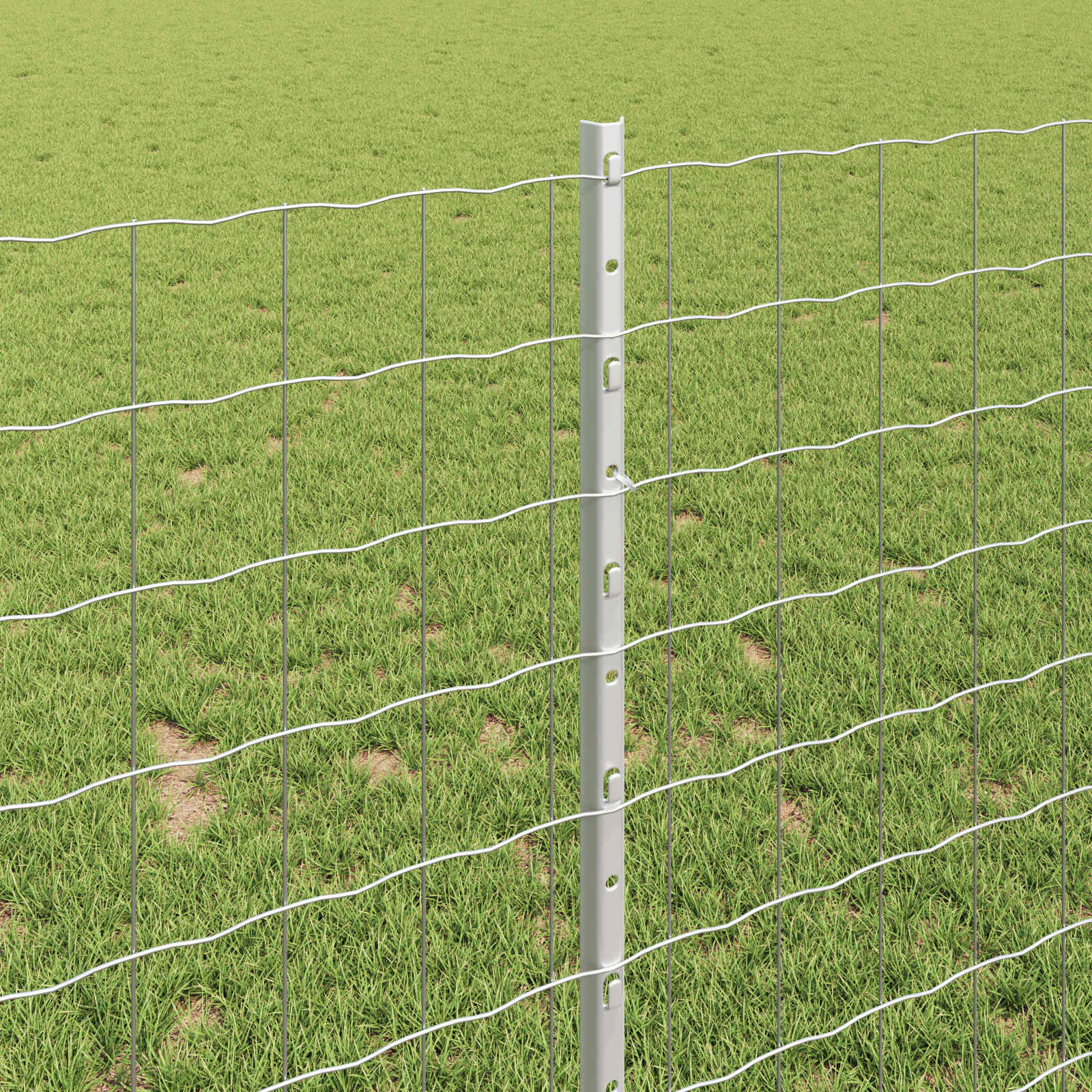 vidaXL Euro Fence with Post 10 x 1 m Galvanised Steel Silver Mesh 4