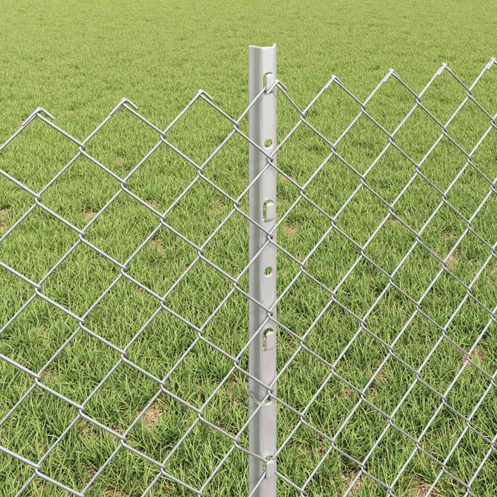 vidaXL Chainlink Fence with Post 10 x 0.6 m Galvanised Steel Silver 4