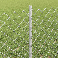 vidaXL Chainlink Fence with Post 10 x 0.6 m Galvanised Steel Silver 4