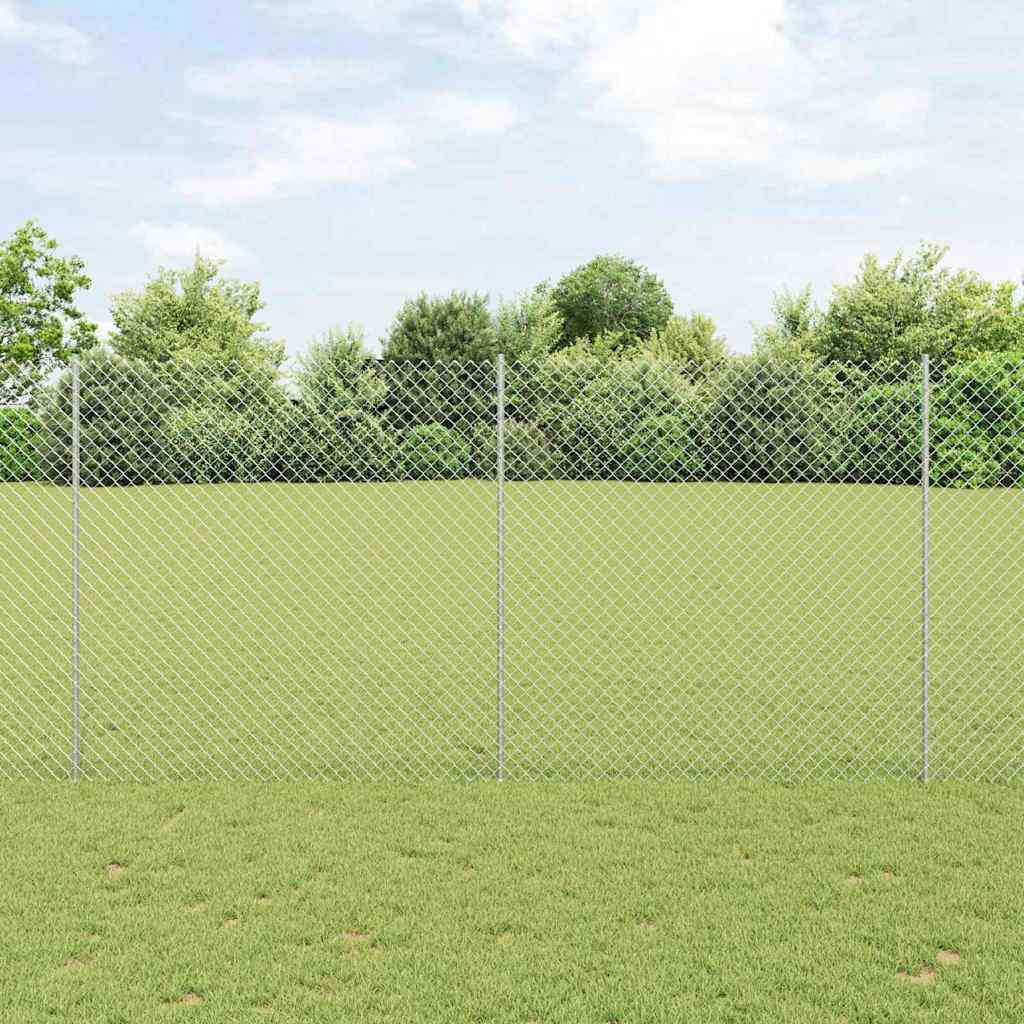 vidaXL Chainlink Fence with Post 10 x 0.6 m Silver Galvanised Steel