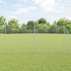 vidaXL Chainlink Fence with Post 10 x 0.6 m Silver Galvanised Steel