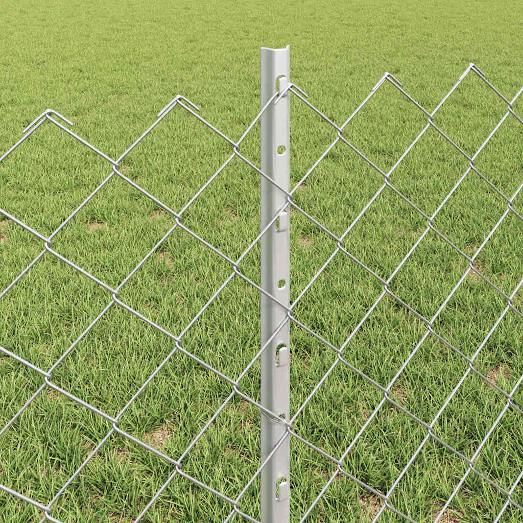 vidaXL Chainlink Fence with Post 10 x 0.6 m Galvanised Steel Silver 4