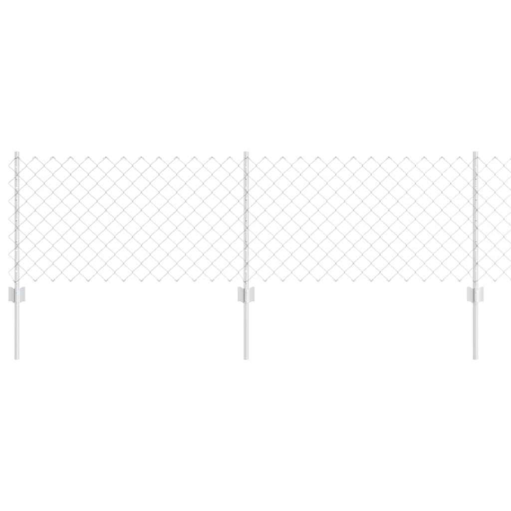 vidaXL Chainlink Fence with Post 10 x 0.6 m Galvanised Steel Silver 2