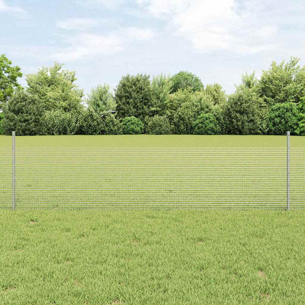 vidaXL Welded Wire Fence with Posts 10 x 0.5 m Galvanised Steel Silver 1