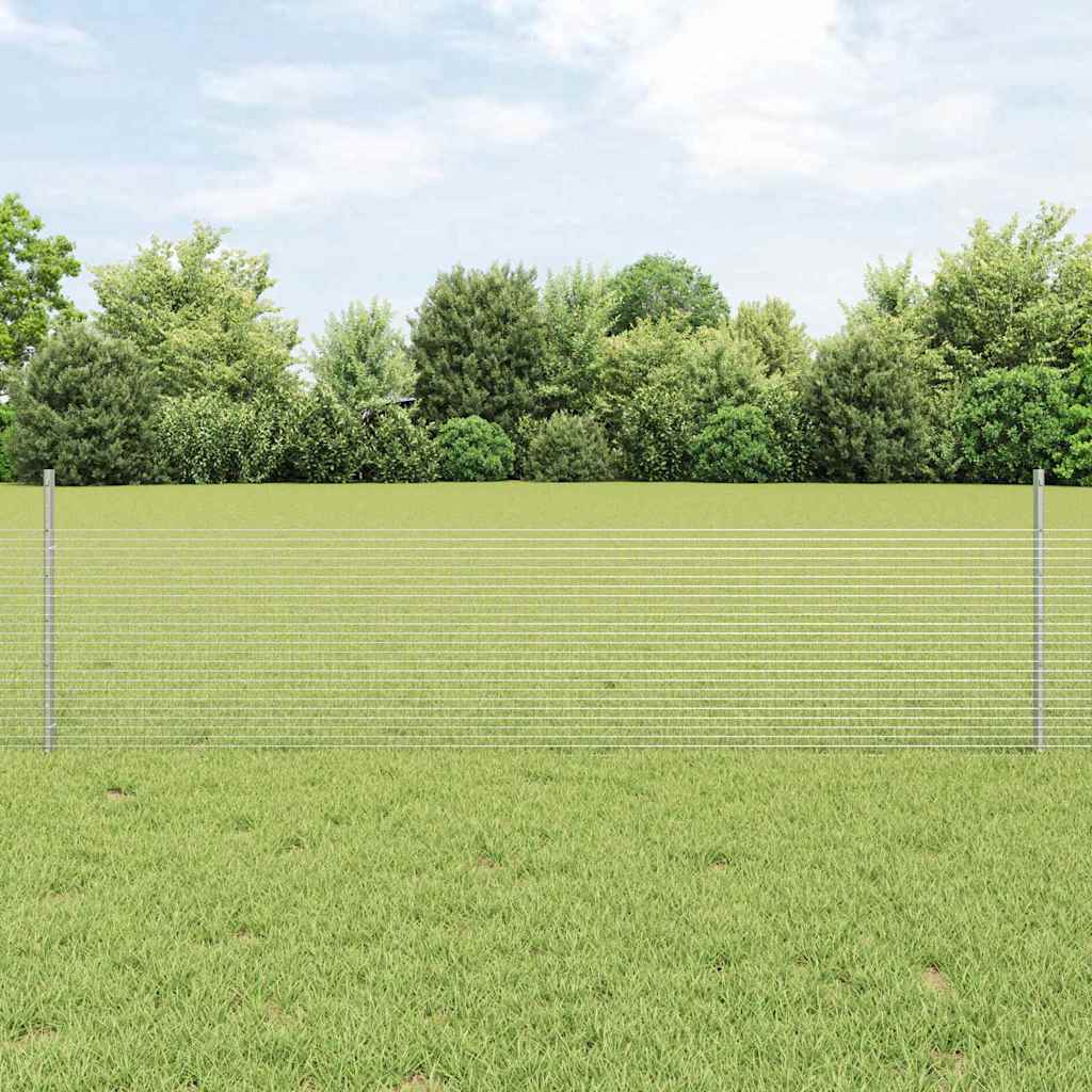 vidaXL Welded Wire Fence with Posts 10 x 0.5 m Galvanised Steel Silver 1