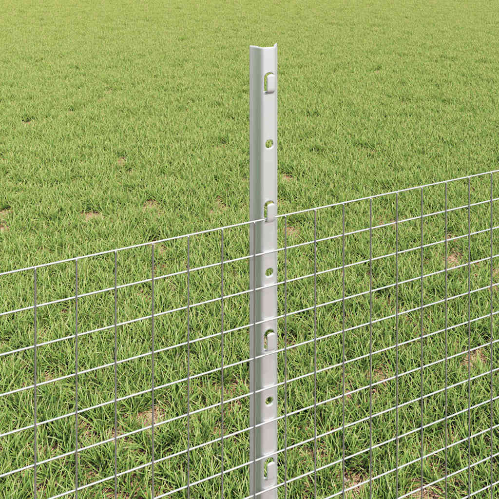 vidaXL Welded Wire Fence with Posts 10 x 0.5 m Galvanised Steel Silver 4