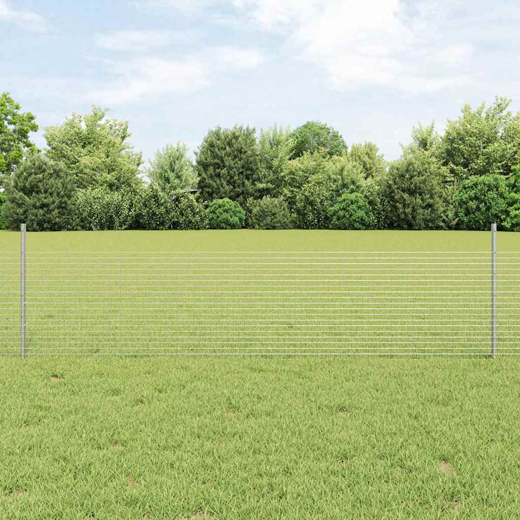 vidaXL Welded Wire Fence with Posts 10 x 0.5 m Galvanised Steel Silver 1