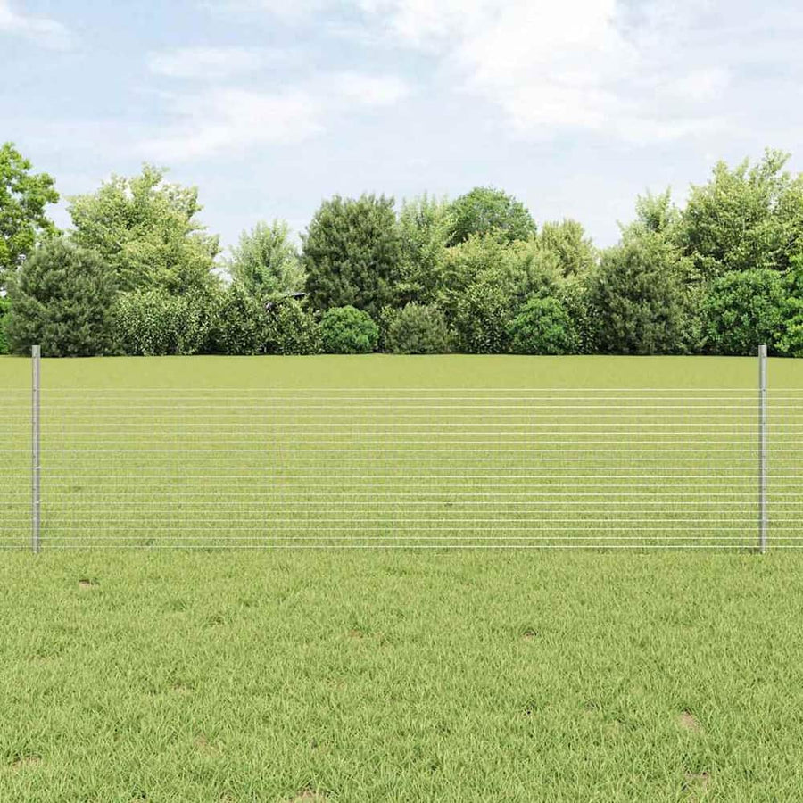 Welded Wire Fence with Posts Galvanised Steel Silver