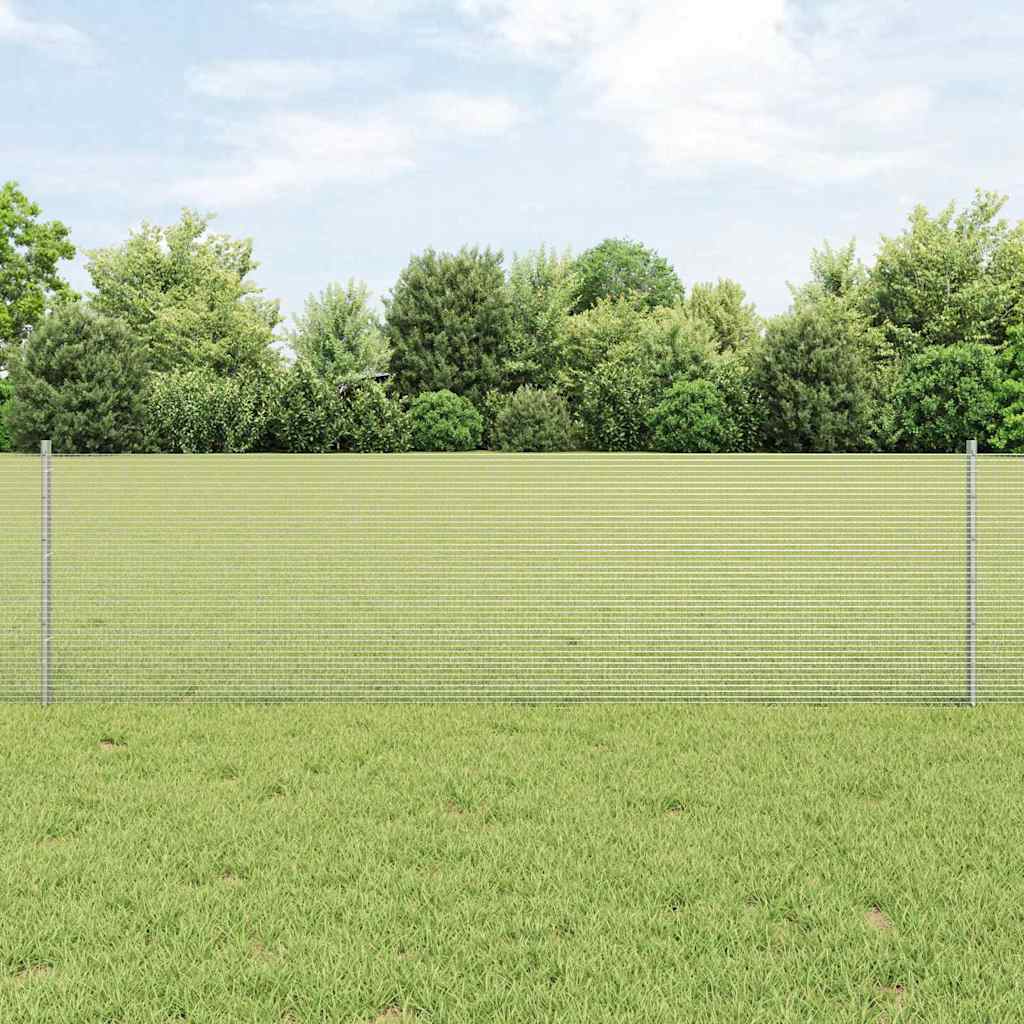 vidaXL Welded Wire Fence with Posts 10 x 0.6 m Galvanised Steel Silver 1