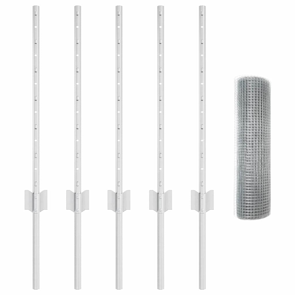 vidaXL Welded Wire Fence with Posts 10 x 0.6 m Galvanised Steel Silver 5