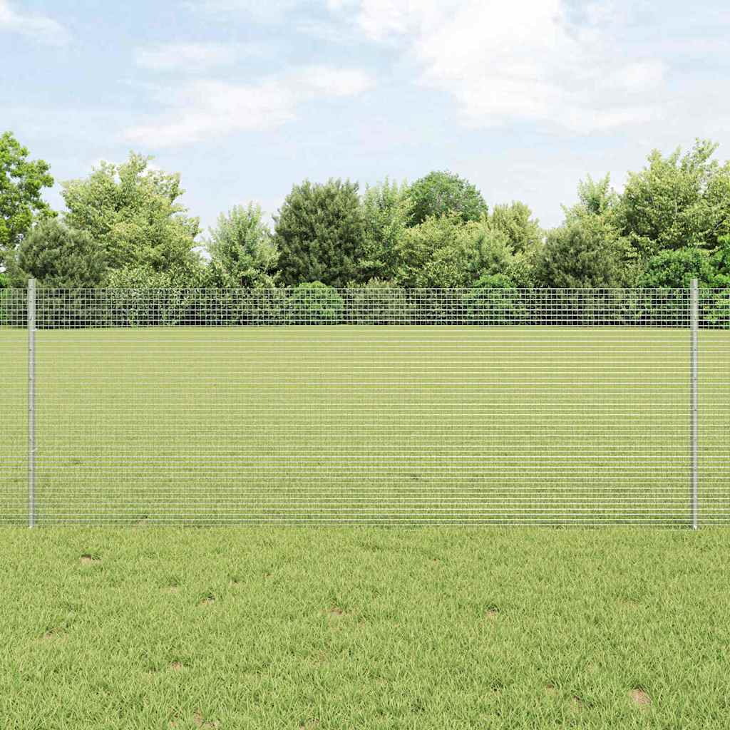 vidaXL Welded Wire Fence with Posts 10 x 0.8 m Galvanised Steel Silver 1
