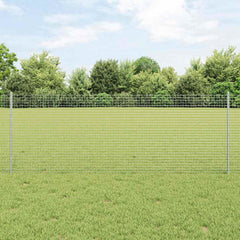 vidaXL Welded Wire Fence with Posts 10 x 0.8 m Galvanised Steel Silver 1