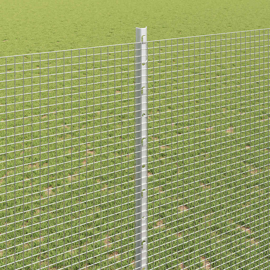 vidaXL Welded Wire Fence with Posts 10 x 1.4 m Galvanised Steel Silver 4