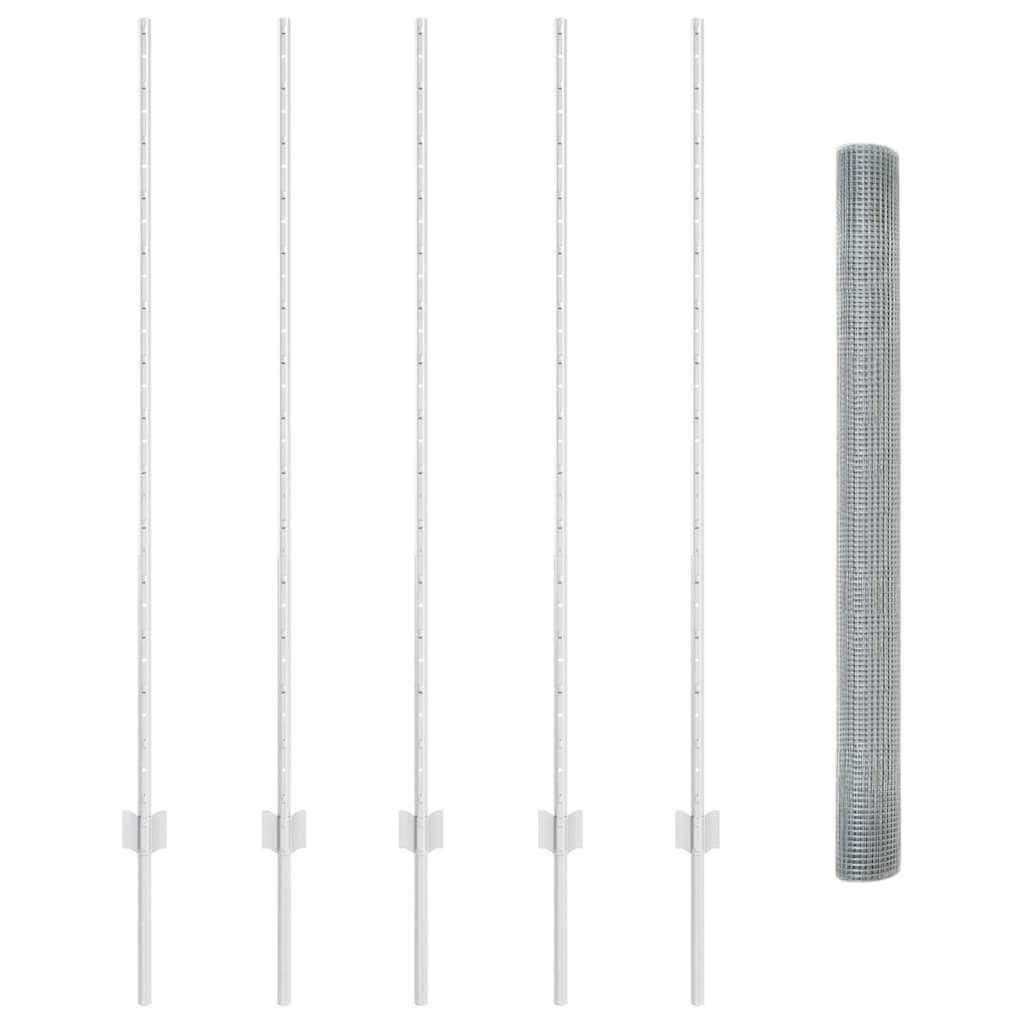 vidaXL Welded Wire Fence with Posts 10 x 1.4 m Galvanised Steel Silver 5