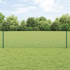 vidaXL Welded Wire Fence with Posts 0.6 x 25 m Steel and PVC Green 1