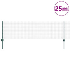 vidaXL Welded Wire Fence with Posts 0.6 x 25 m Steel and PVC Green 3