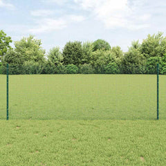 Welded Wire Fence with Posts 25 x 1 m Galvanised Steel Green 25 x 0.8 m – 50 x 0.5 m 25 x 0.8 m fence (1.9 x 1.9 cm mesh)