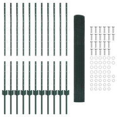 Welded Wire Fence with Posts 25 x 1 m Galvanised Steel Green 25 x 0.8 m – 50 x 0.5 m 25 x 1 m fence (1.2 x 1.2 cm mesh)