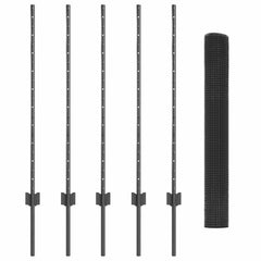 vidaXL Welded Wire Fence with Posts 10 x 1 m Galvanised Steel Grey 5