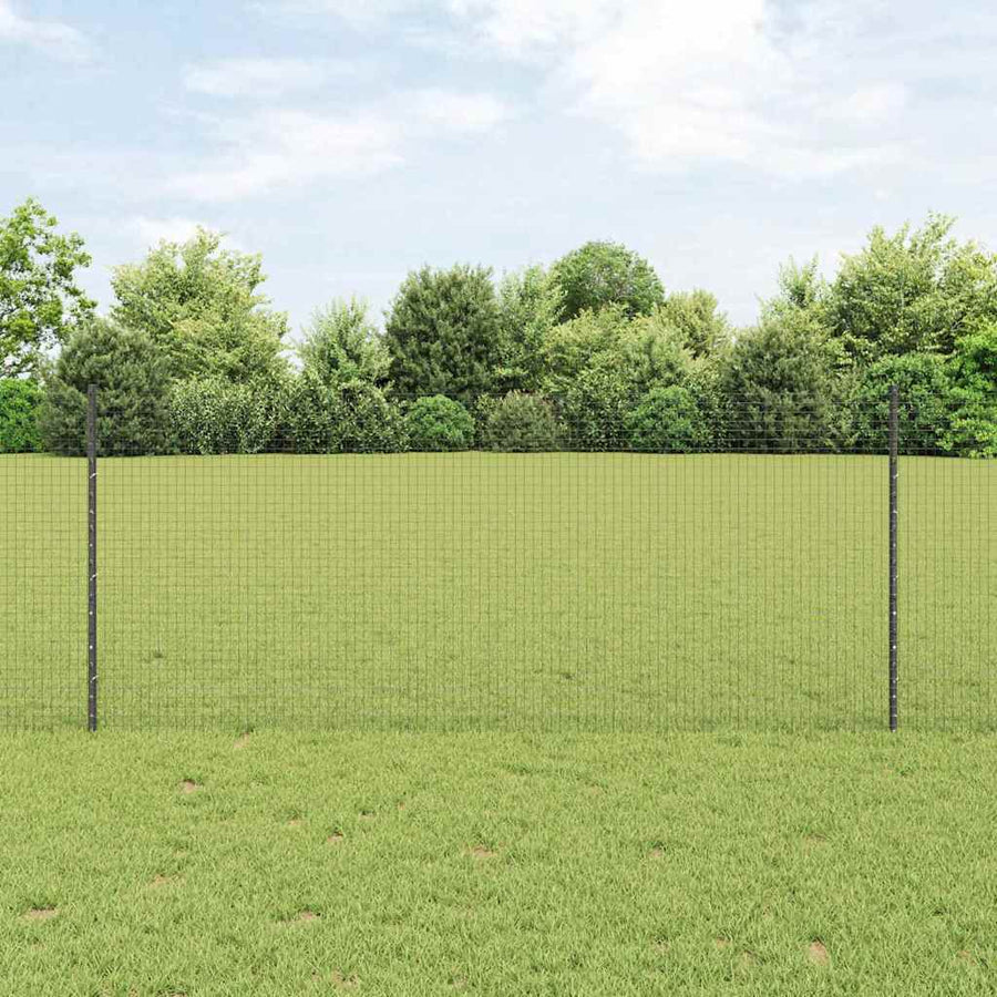 Welded Wire Fence with Posts Galvanised Steel Grey