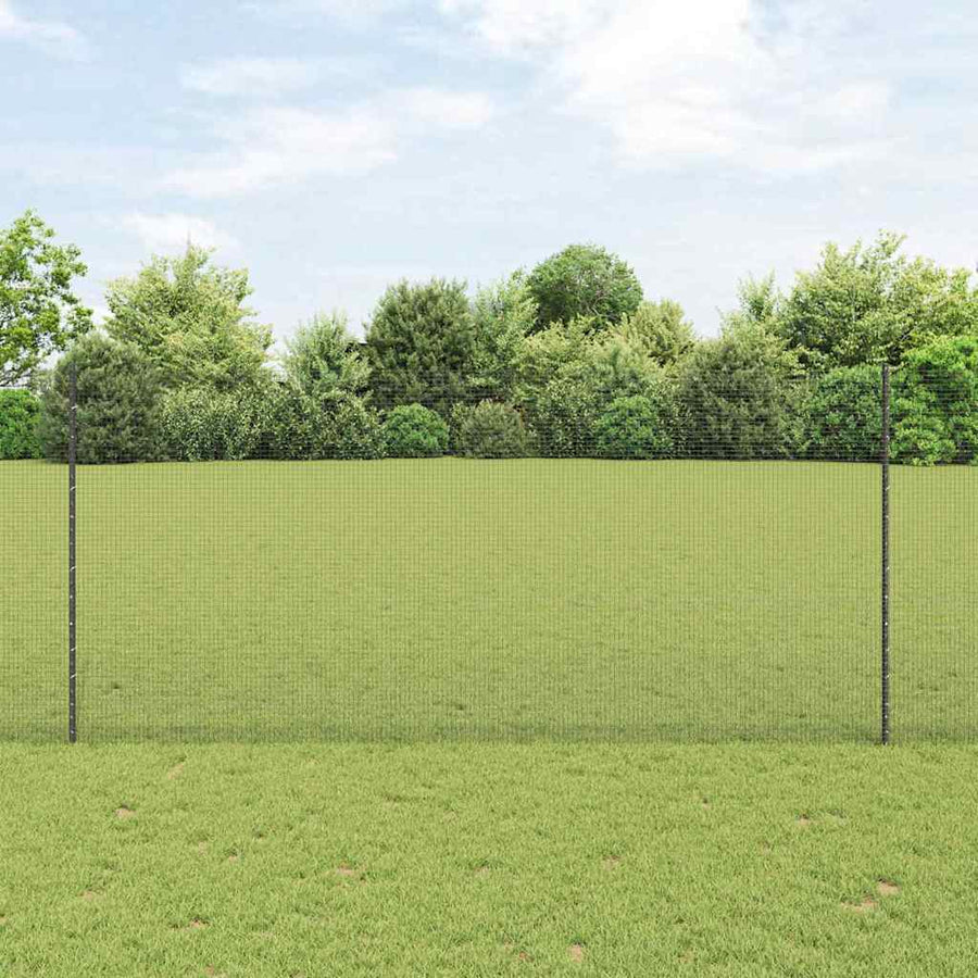 Welded Wire Fence with Posts PVC-Coated Steel Grey