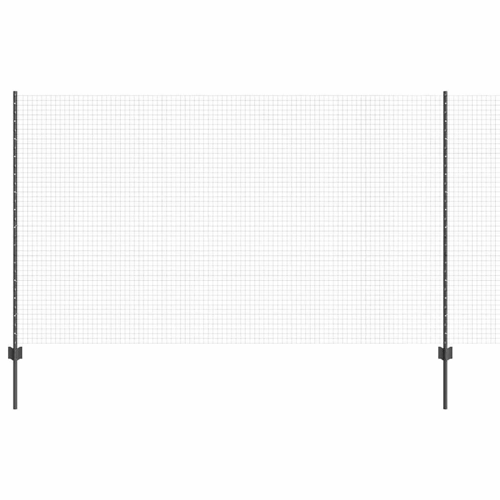 vidaXL Welded Wire Fence with Posts 10 x 1.4 m PVC-Coated Steel Grey 2