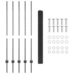 vidaXL Welded Wire Fence with Posts 10 x 1.4 m PVC-Coated Steel Grey 6