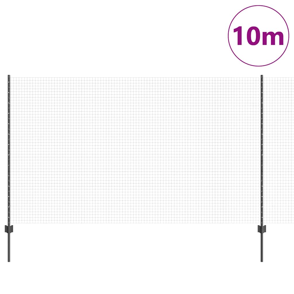 vidaXL Welded Wire Fence with Posts 10 x 1.4 m PVC-Coated Steel Grey 3