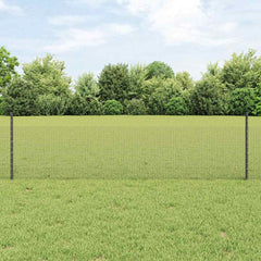 vidaXL Welded Wire Fence with Posts 25 x 0.5 m Galvanised Steel Grey 1