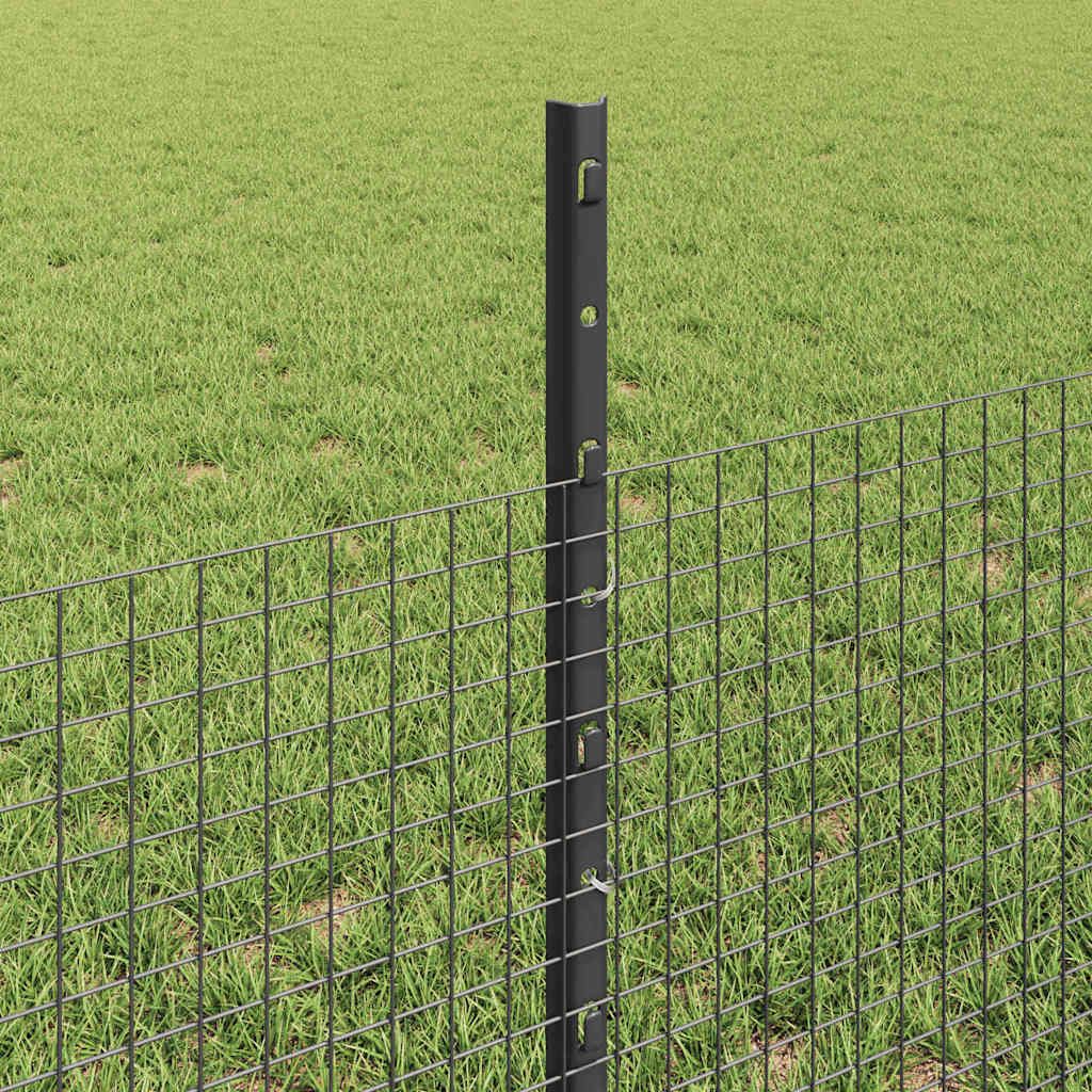 vidaXL Welded Wire Fence with Posts 25 x 0.5 m Galvanised Steel Grey 4
