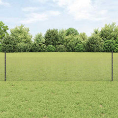 vidaXL Welded Wire Fence with Posts 25 x 0.5 m Galvanised Steel Grey 1