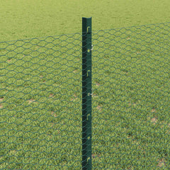 vidaXL Hexagonal Fence with Post 10 x 0.8 m PVC-Coated Steel Green 4