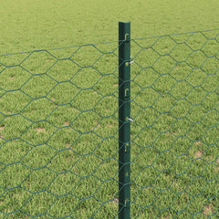 vidaXL Hexagonal Fence with Post 10 x 0.8 m PVC-Coated Steel Green 4