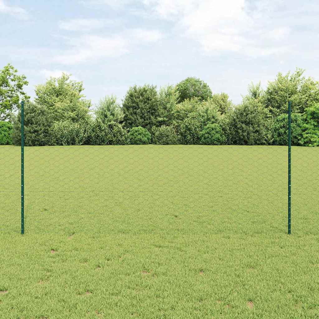 Hexagonal Fence Post PVC-Coated Steel Green width mesh