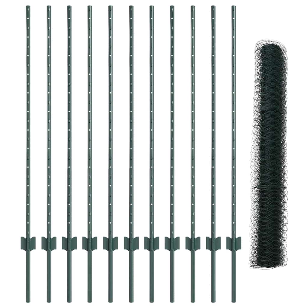 Hexagonal Fence with Post 25 x 0.8 m PVC-Coated Steel Green 25 x 0.8 m – 50 x 0.5 m 25 x 1.2 m fence (5 cm width mesh)
