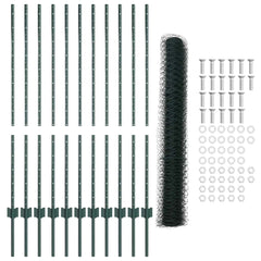 Hexagonal Fence with Post 25 x 0.8 m PVC-Coated Steel Green 25 x 0.8 m – 50 x 0.5 m 25 x 1.2 m fence (5 cm width mesh)