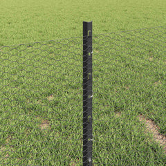 vidaXL Hexagonal Fence with Post 10 x 0.4 m PVC-Coated Steel Grey Mesh 4