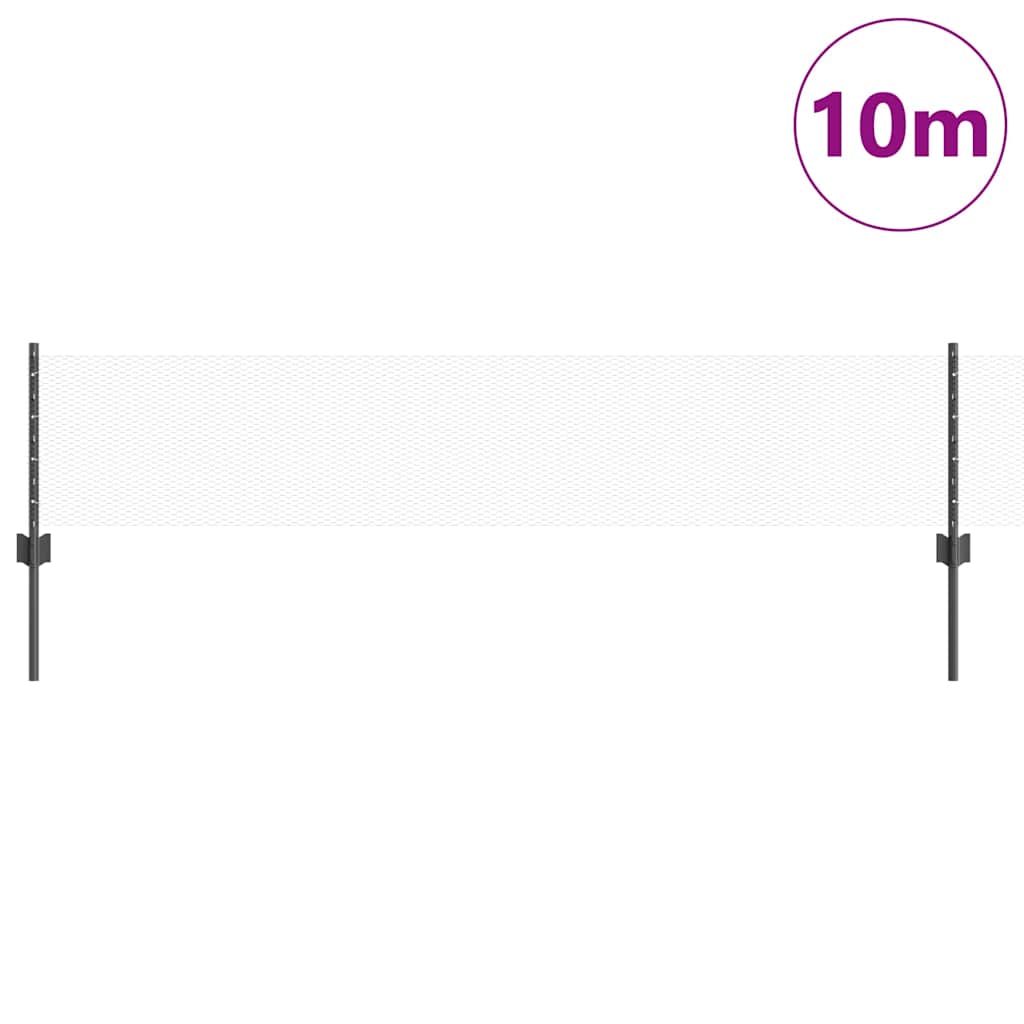 vidaXL Hexagonal Fence with Post 10 x 0.4 m PVC-Coated Steel Grey Mesh 3