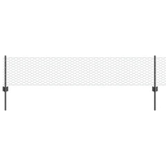 vidaXL Hexagonal Fence with Post 10 x 0.4 m PVC-Coated Steel Grey Mesh 2